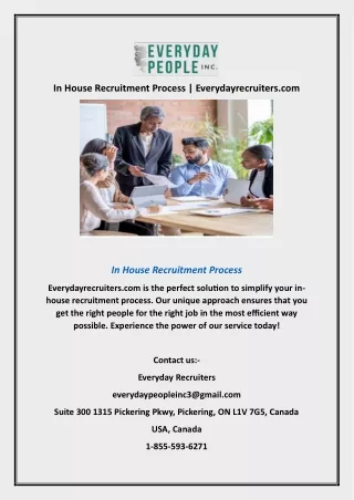 In House Recruitment Process | Everydayrecruiters.com