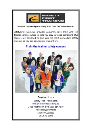 Improve Your Workplace Safety With Train The Trainer Courses