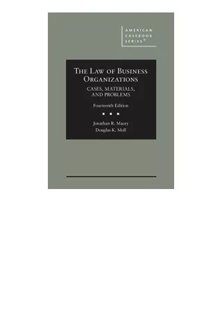 Download Pdf The Law Of Business Organizations Cases Materials And Problems Amer