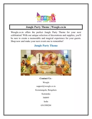 Jungle Party Theme  Woogle.co.in