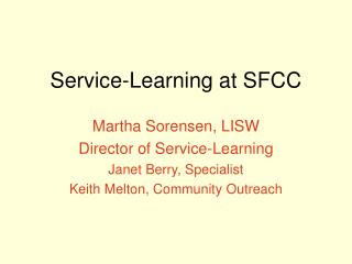 Service-Learning at SFCC