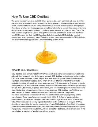 How To Use CBD Distillate