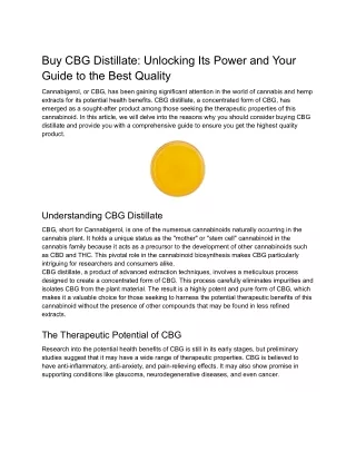 Buy CBG Distillate_ Unlocking Its Power and Your Guide to the Best Quality