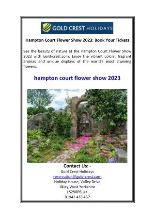 Hampton Court Flower Show 2023 Book Your Tickets