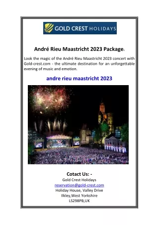 André Rieu Maastricht 2023 Packages