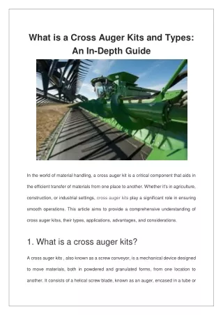 What is a Cross Auger Kits and Types An In-Depth Guide