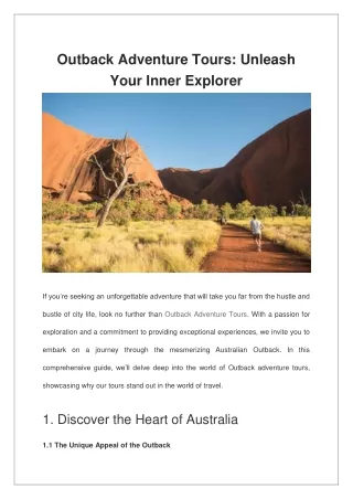 Outback Adventure Tours : Unleash Your Inner Explorer