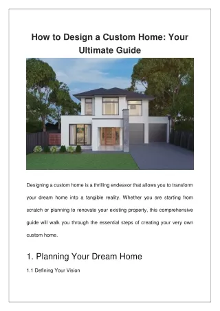 How to Design a Custom Home Your Ultimate Guide