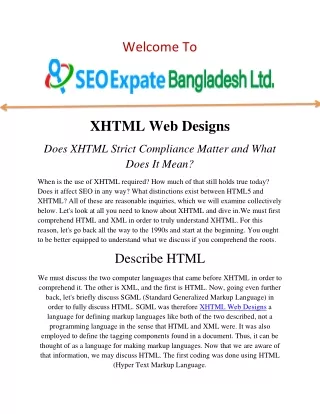 XHTML Web Designs | SEO Expate BD Ltd.