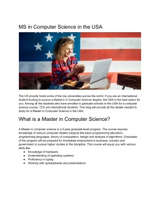 Masters in Computer Science in USA