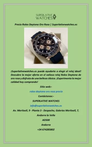 Precio Rolex Daytona Oro Rosa  Superlativewatches.es