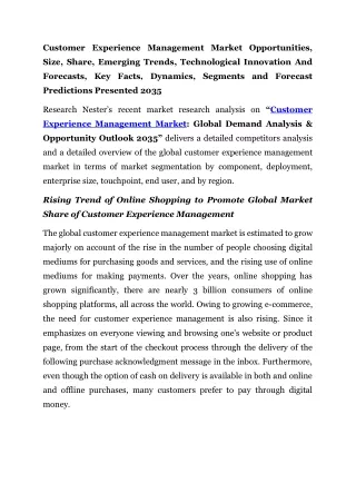Customer Experience Management Market Forecasts 2035