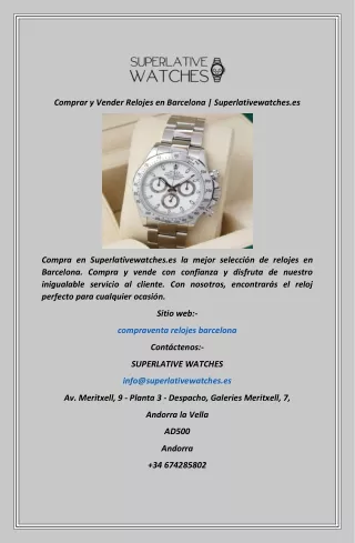 Comprar y Vender Relojes en Barcelona  Superlativewatches.es