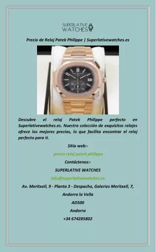 Precio de Reloj Patek Philippe  Superlativewatches.es