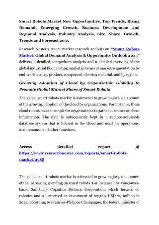 Smart Robots Market Business Development 2035