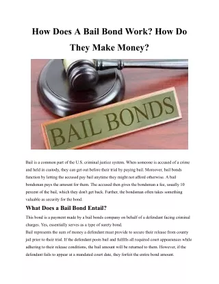 How Does A Bail Bond Work? How Do They Make Money?