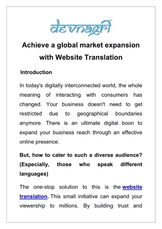 Achieve a global market expansion with website translation