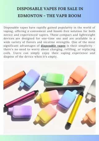 Disposable Vapes for Sale in Edmonton - The Vapr Room