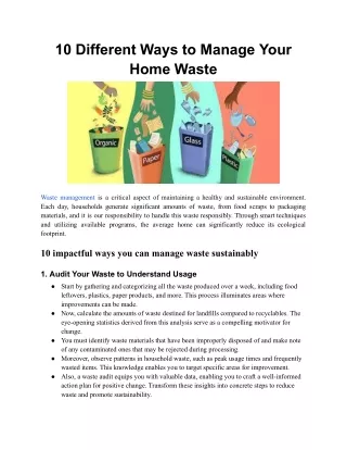 10 Different Ways to Manage Your Home Waste