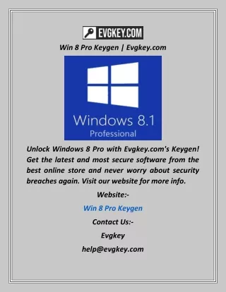 Win 8 Pro Keygen  Evgkey