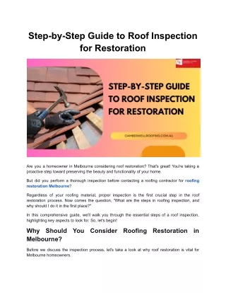 Step-by-Step Guide to Roof Inspection for Restoration