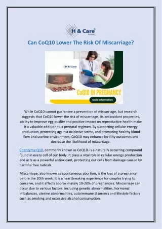 Can CoQ10 Lower The Risk Of Miscarriage?