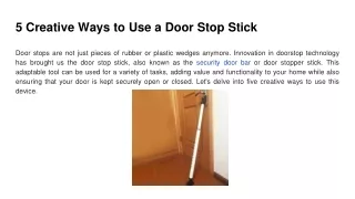 5 Creative Ways to Use a Door Stop Stick