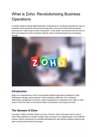 What is Zoho_ Revolutionising Business Operations