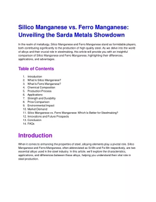 Silico Manganese vs