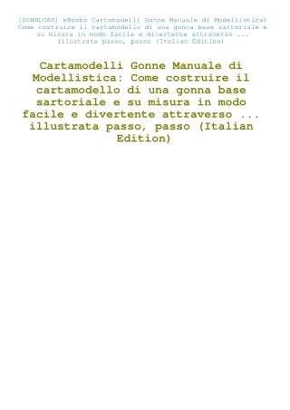 [DOWNLOAD] eBooks Cartamodelli Gonne Manuale di Modellistica Come costruire il c