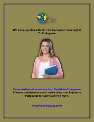 APF Language Social Media Post Translation From English To Portuguese