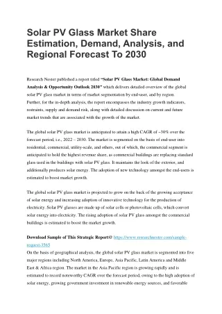 Solar PV Glass Market