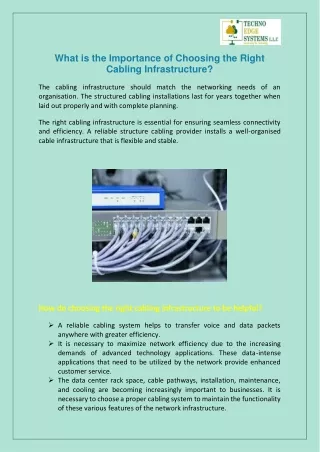 What is the Importance of Choosing the Right Cabling Infrastructure
