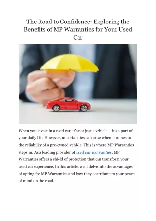 Exploring the Benefits of MP Warranties for Your Used Car