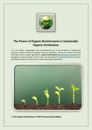 The Power of Organic Biostimulants in Sustainable Organic Fertilization
