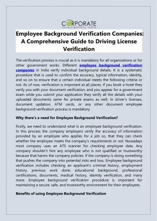 Employee Background Verification Companies A Comprehensive Guide to Driving License Verification