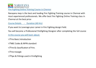 Fire Fighting Online Training Course in Chennai