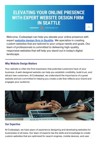 Elevating Your Online Presence With Expert Website Design Firm in Seattle