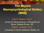 The Meyers Neuropsychological Battery MNB