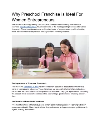 Why Preschool Franchise Is Ideal For Women Entrepreneurs (1)