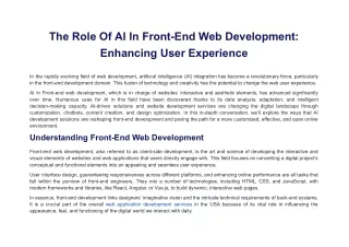 The Role Of AI In Front-End Web Development_ Enhancing User Experience