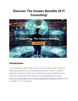 Discover The Unseen Benefits Of IT Consulting