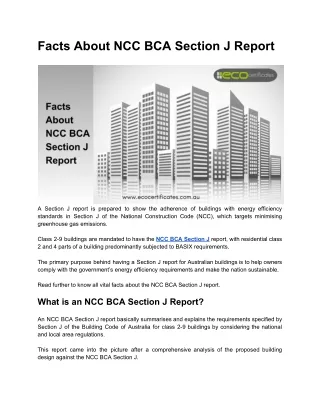 Facts About NCC BCA Section J Report
