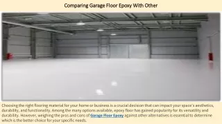 Comparing Garage Floor Epoxy With Other