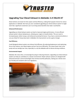 Upgrading Your Diesel Exhaust in Adelaide - Is It Worth It