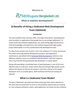 Dedicated Web Development  SEO Expert Bangladesh LTD