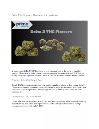 Delta 8 THC Flowers Elevate Your Experience