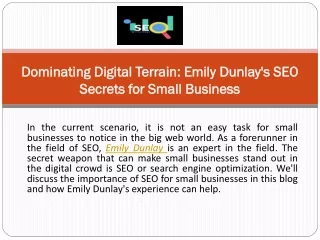 Dominating Digital Terrain Emily Dunlay's SEO Secrets for Small Business