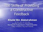 The Skills of Providing a Constructive Feedback