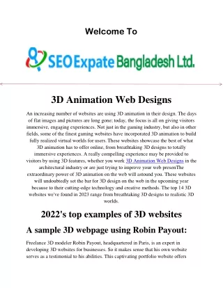 3D Animation Web Designs